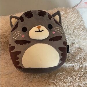 Cozy Plush Cat pillow in Gray and Cream made in Singapore got in Singapore